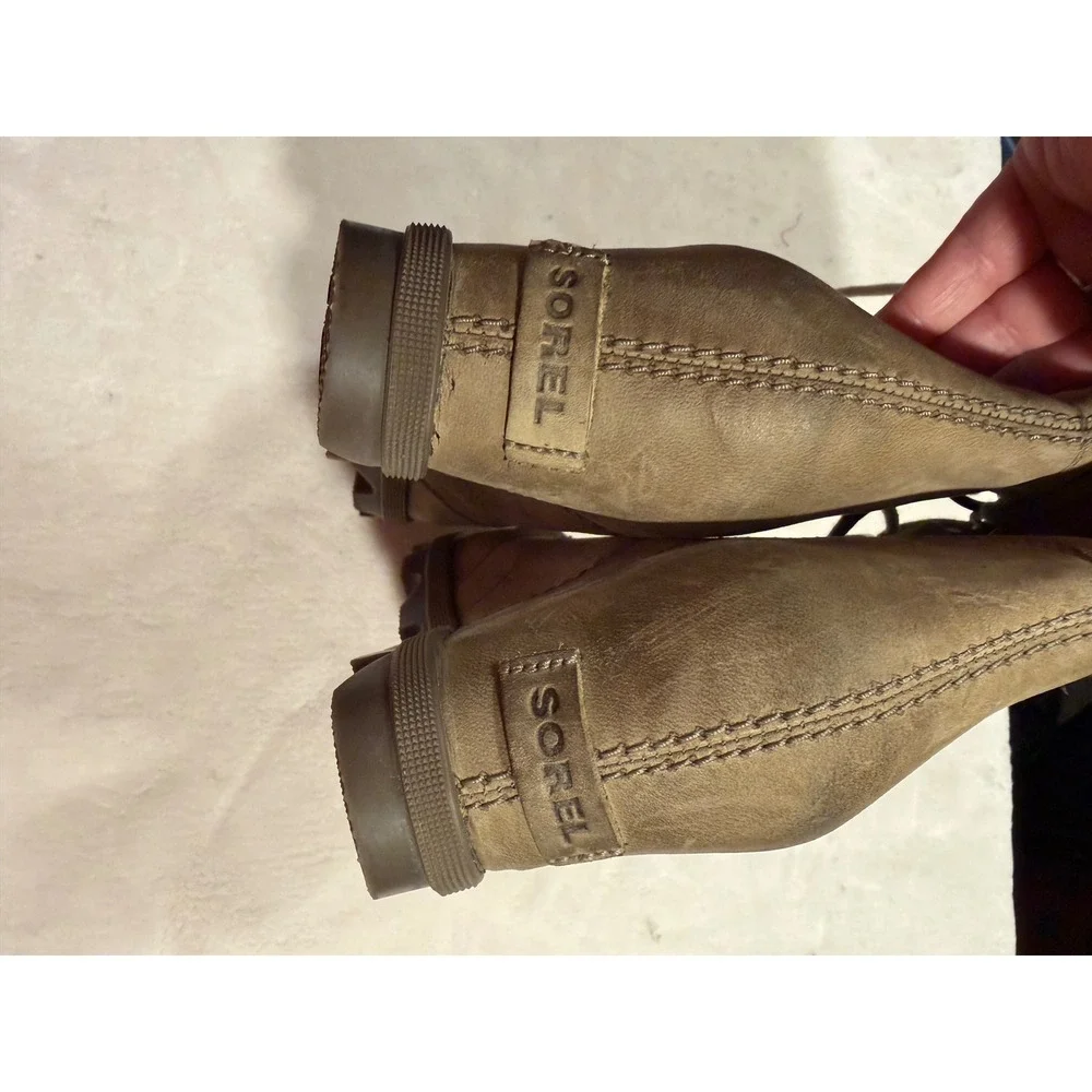 Sorel Joan of Arctic Wedge II Brown Suede Lace Up Ankle Boots Womens